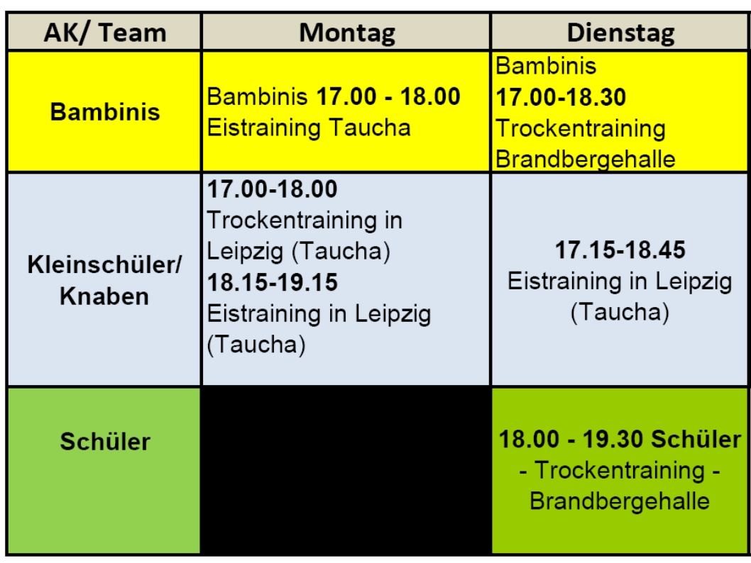 Besondere Trainingszeiten im September 2013